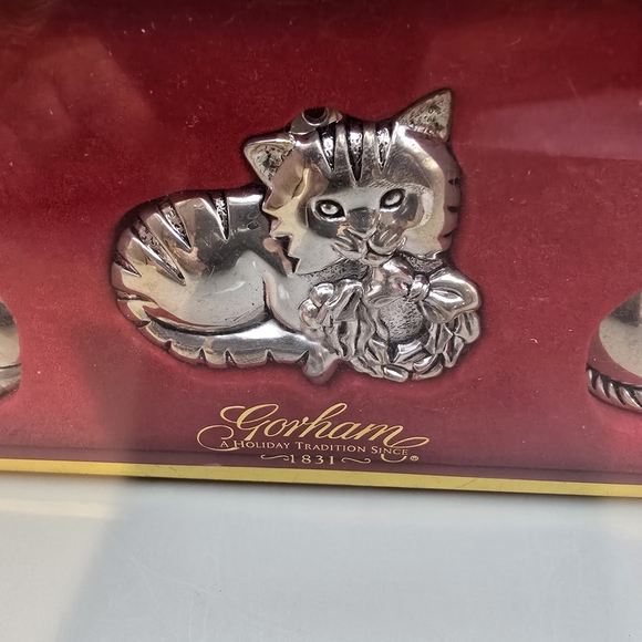 Gorham Silver-plated Cats Holiday Christmas Tree Ornaments, Set of 3 kittens NEW - Picture 4 of 6